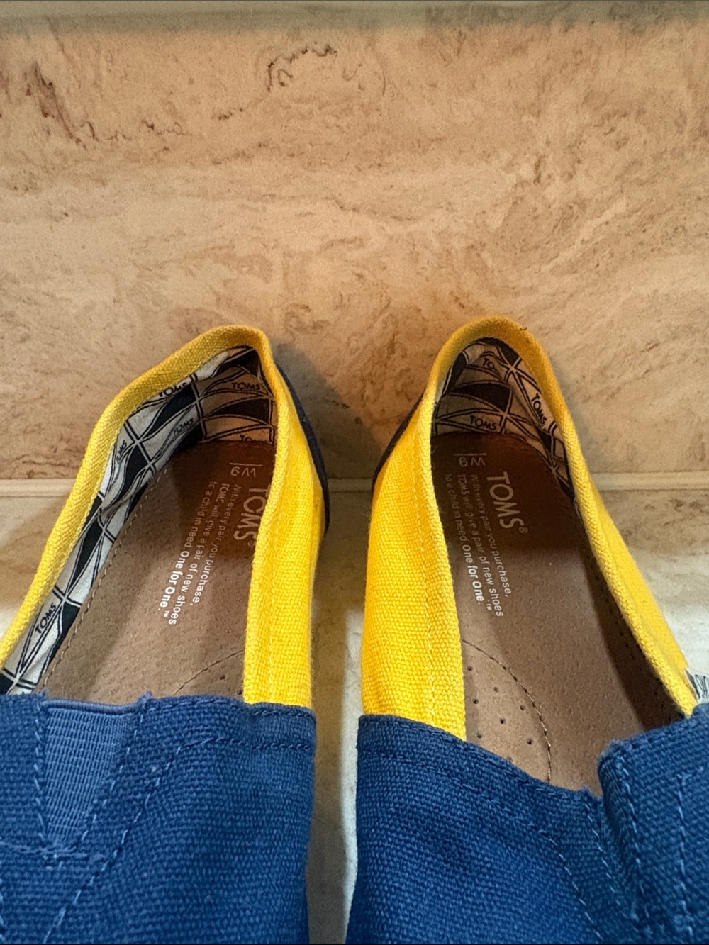 Toms Women’s Slip-On Sneakers in Navy and Yellow Canvas - Picture 4 of 4